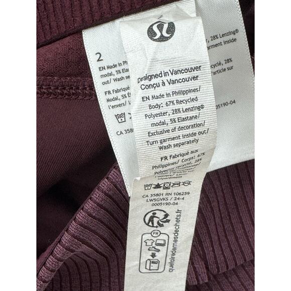 Lululemon Ribbed Softstreme Flared Casual Pant Regular Burgundy Gardy size 2 - Picture 11 of 14